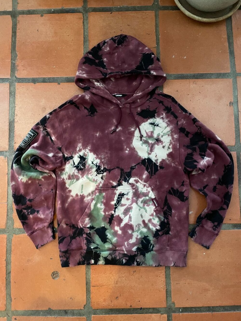 LEGENDS Fairfax Hoodie Mens Ink Purple Tie Dye Cotton Pullover - Made in USA - S
